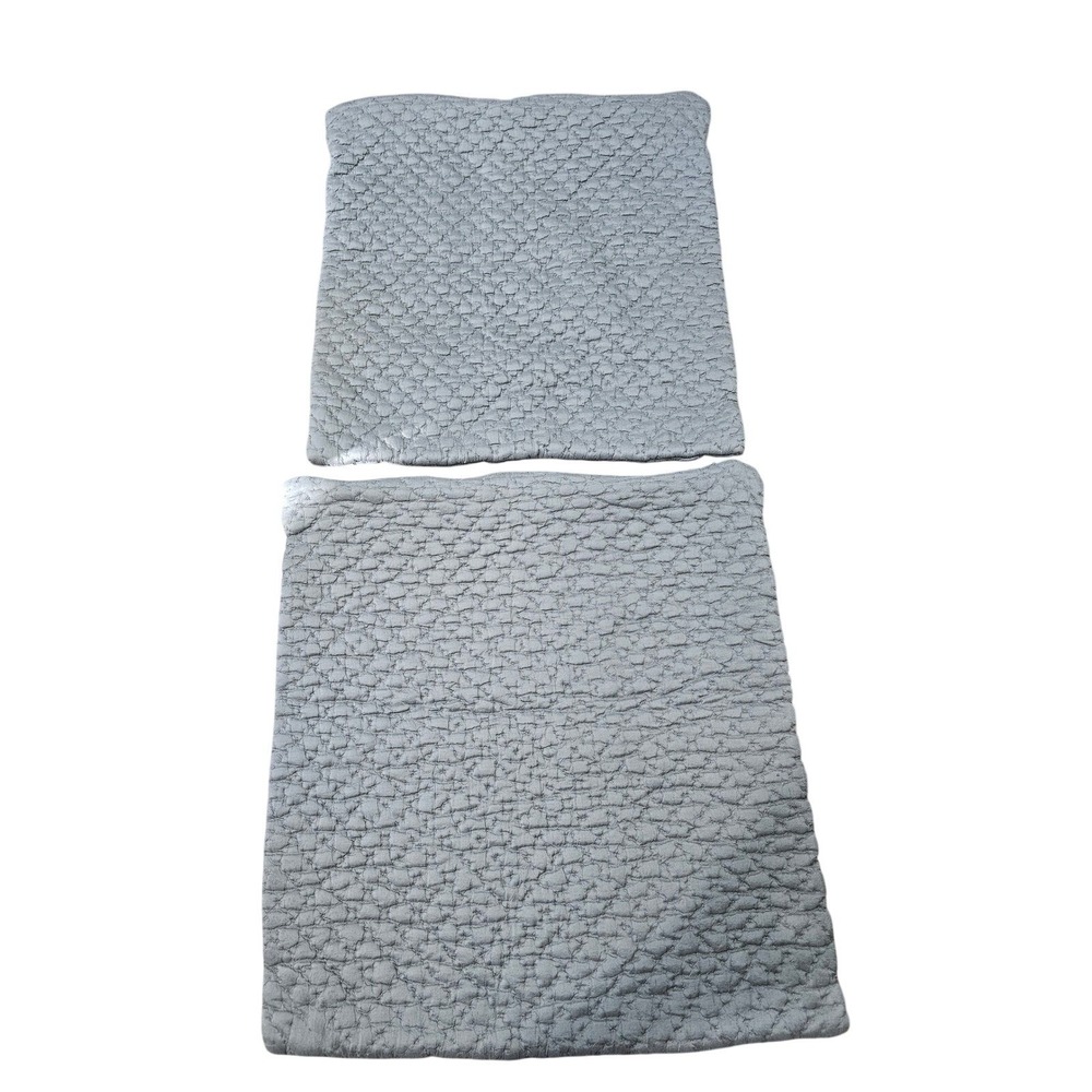 Pottery Barn 20x20" Throw Pillow Covers Set of 2 Gray Silk Quilted Pick Stitch - Picture 5 of 7